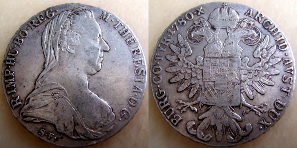 Figura 8: esemplare del seconda versione del tallero di Maria Teresa zecca di Roma.