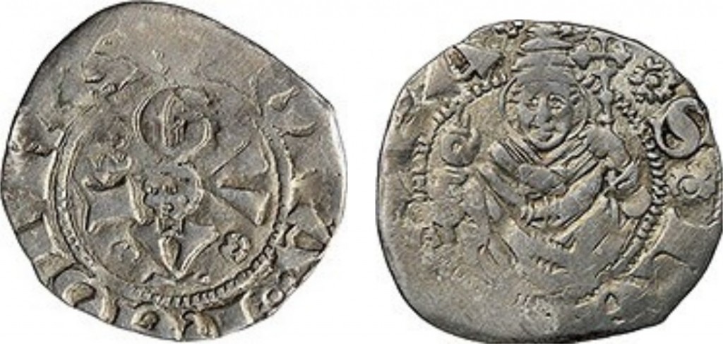 Figura 5: Bolognino di Giovanna II di Durazzo con al D rosa dello scudo 1. (immagini da collezione privata).