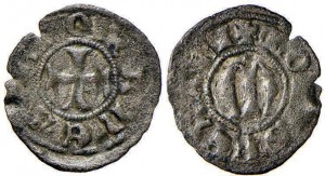 Figura 5: Zecca di Chivasso Giovanni I Paleologo (1338-1372) obolo bianco Prov.~Asta Numismatica Felsinea 1, 25 gennaio 2015, lotto 645.