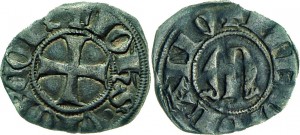 Figura 3: Zecca di Milano Giovanni Visconti (1349-1354) Sesino AG D/ + IOhS VICECOES, croce S/ MEDIOLANV, M gotica Rif.~Crippa 3, MIR 99 Prov.~Asta Numismatica Varesi 54, Collez. Este Milani, 18-19 novembre 2009, lotto 93.
