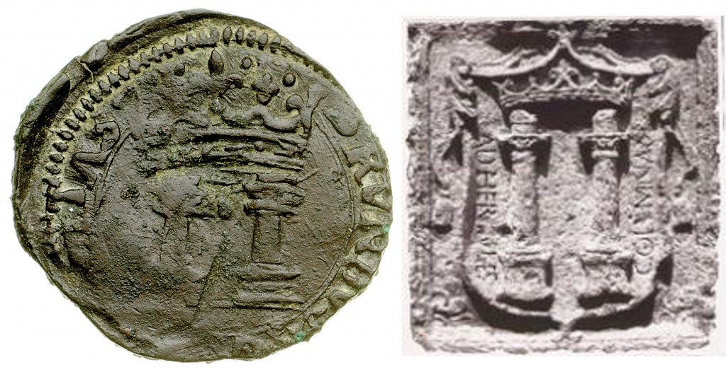 Figura 2: confronto stemma cavallo con stemma di Brindisi di epoca aragonese (immagine tratta da web).